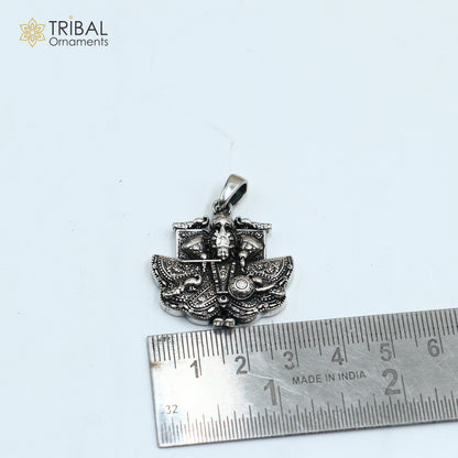 925 sterling silver Sanwariya Ji Krishna pendant with chain, tribal jewelry featuring intricate traditional design.