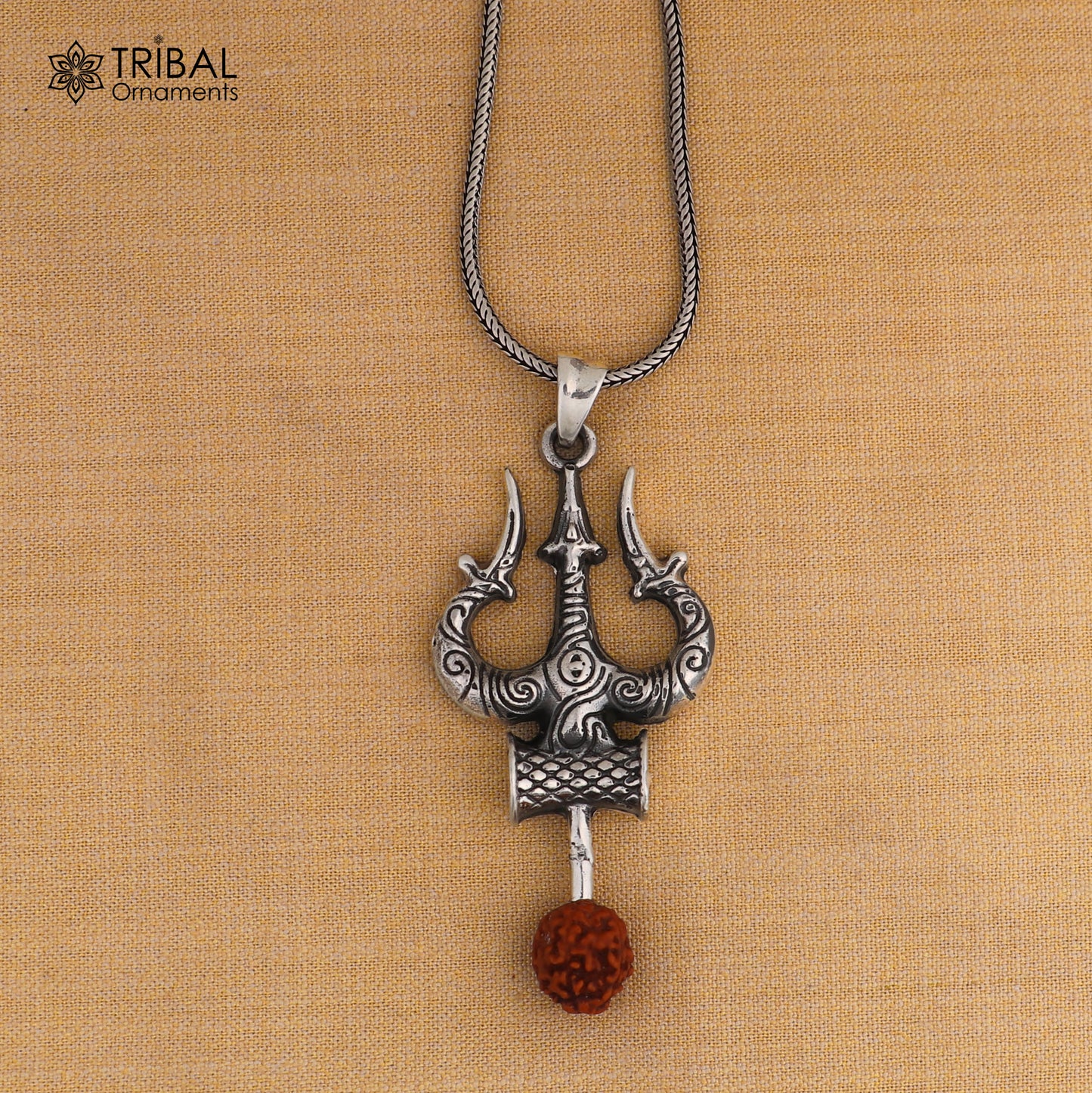 925 sterling silver Shiva trident / trishul Pendant with chain tribal jewellery nsp1095 - TRIBAL ORNAMENTS