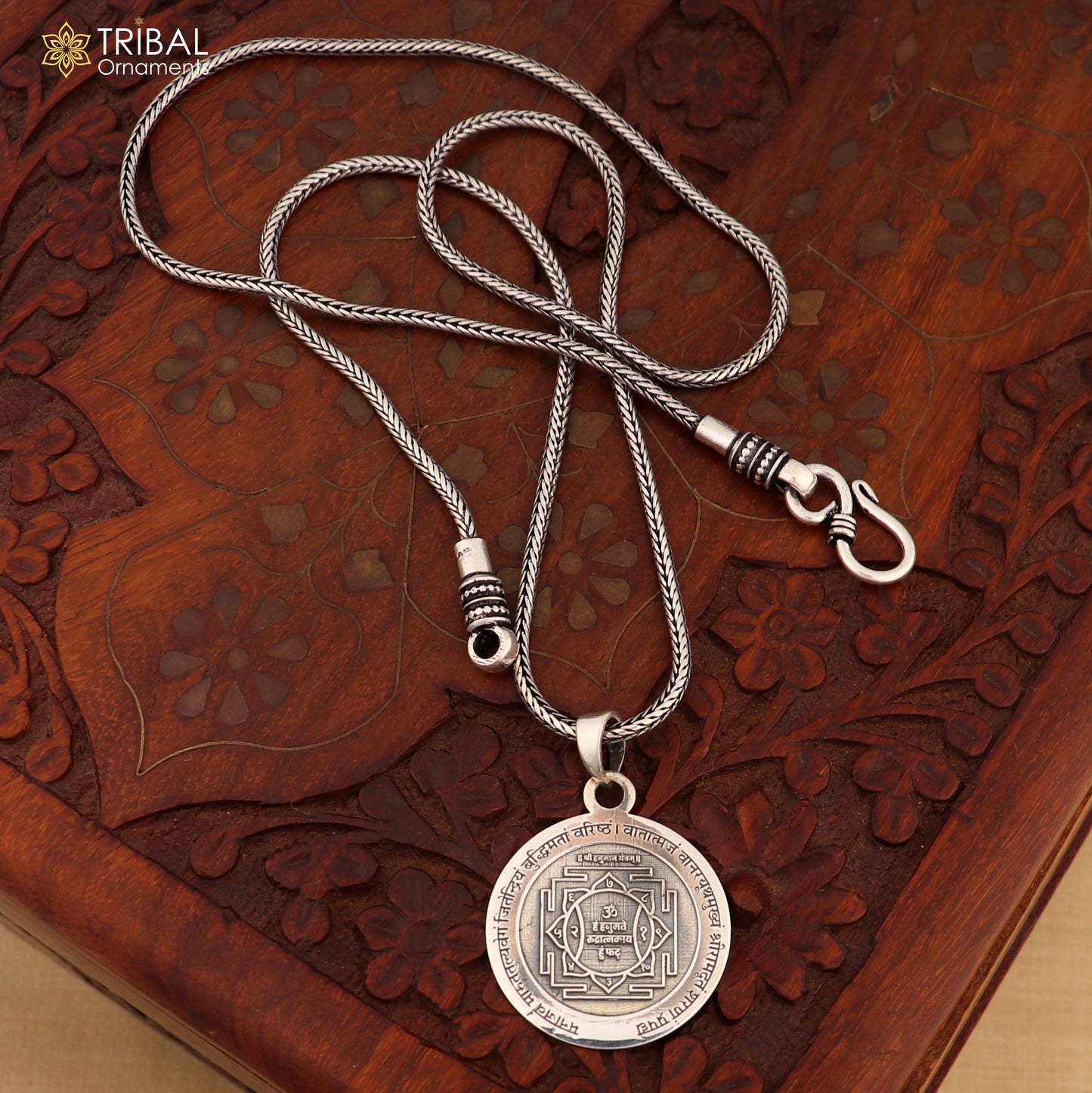 925 Sterling silver shree hanuman yantra pendant ethnic jewelry nsp1078 - TRIBAL ORNAMENTS