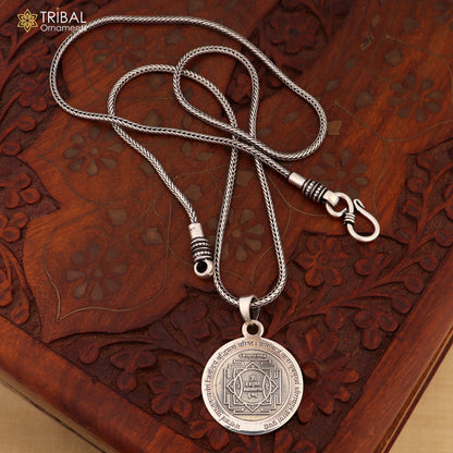 925 Sterling silver Shree Hanuman Yantra pendant from Tribal Ornaments, featuring intricate ethnic jewelry design.