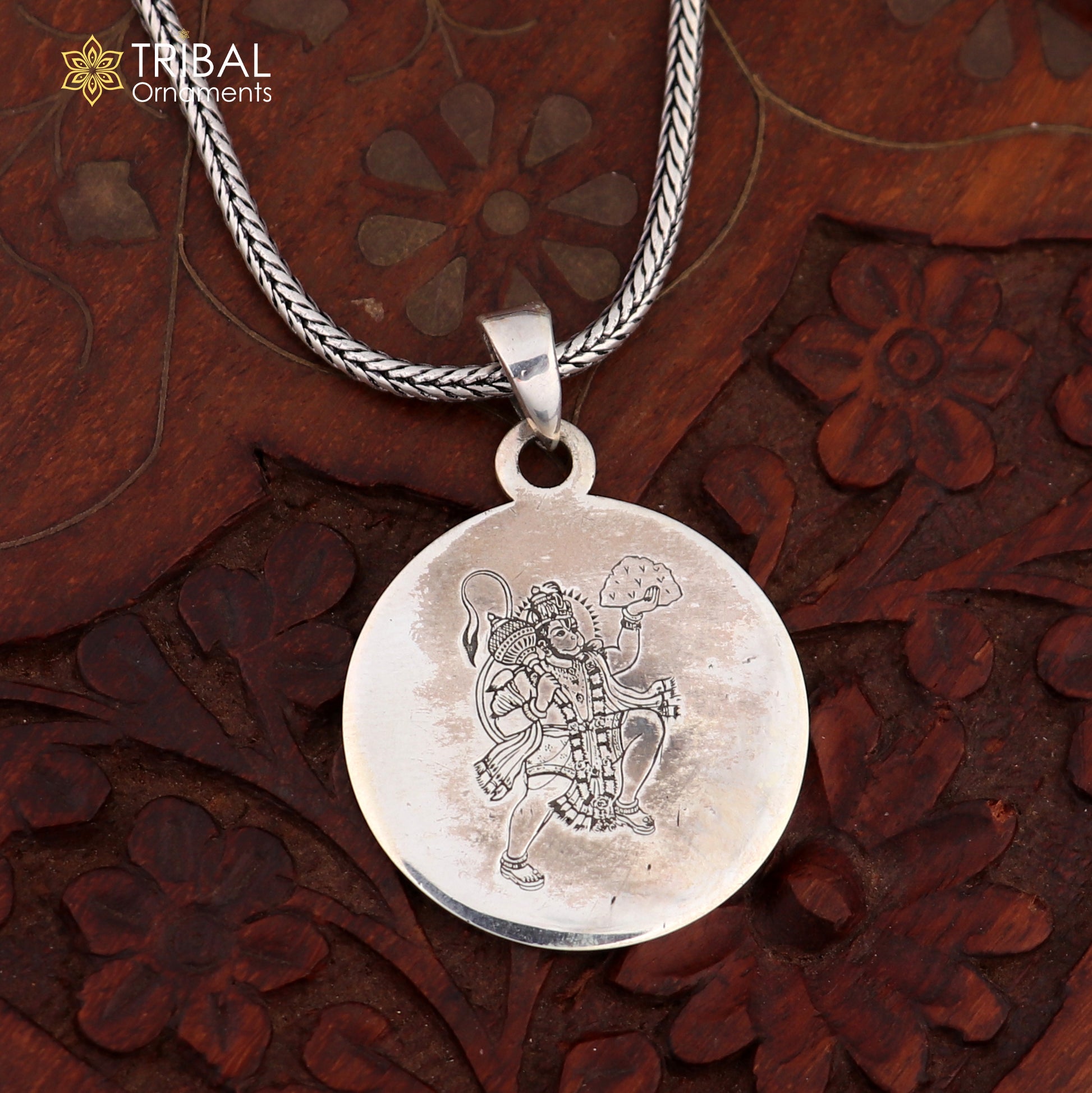 925 Sterling silver shree hanuman yantra pendant ethnic jewelry nsp1078 - TRIBAL ORNAMENTS