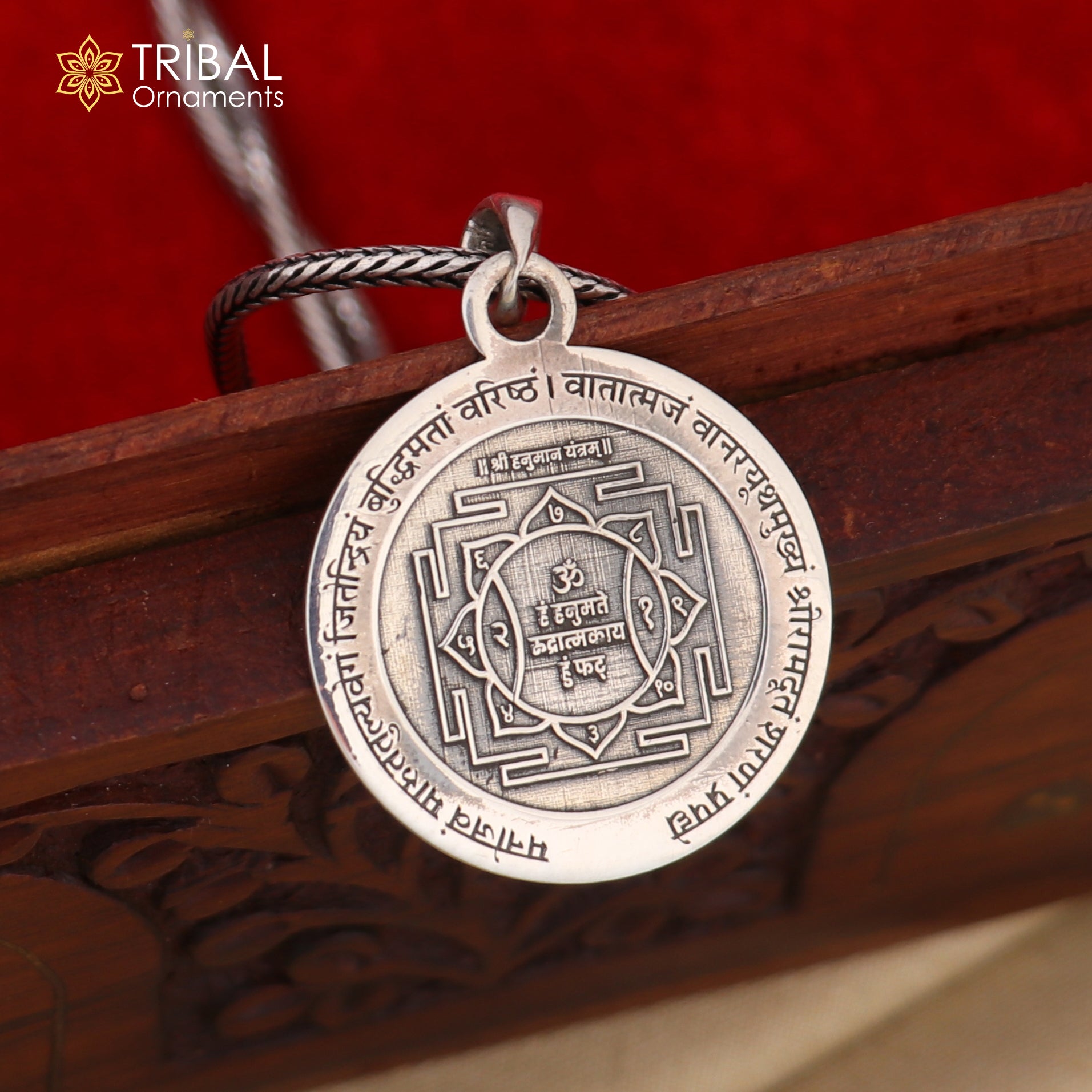 925 Sterling silver shree hanuman yantra pendant ethnic jewelry nsp1078 - TRIBAL ORNAMENTS