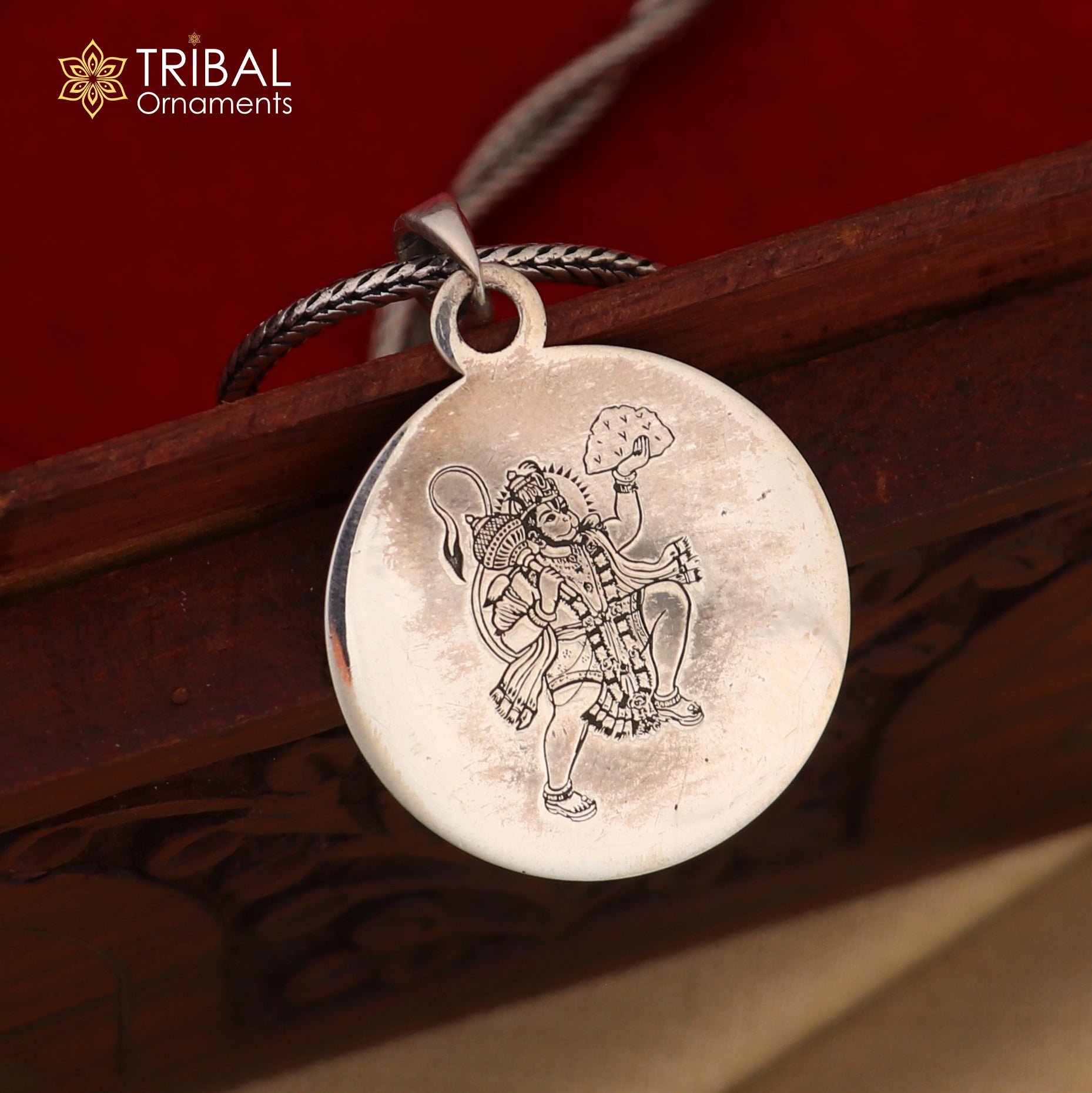 925 Sterling silver shree hanuman yantra pendant ethnic jewelry nsp1078 - TRIBAL ORNAMENTS