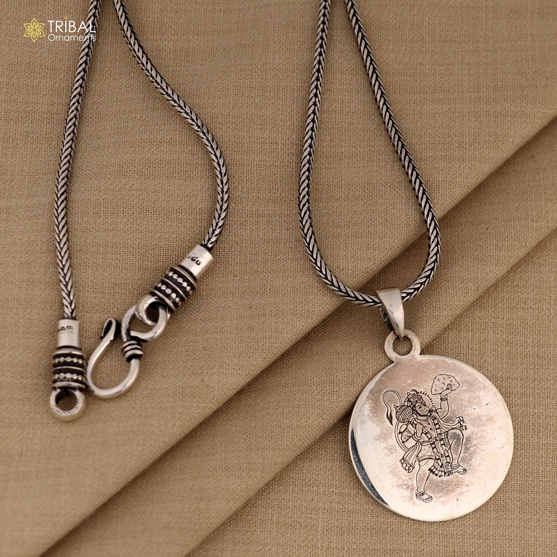 925 Sterling silver shree hanuman yantra pendant ethnic jewelry nsp1078 - TRIBAL ORNAMENTS