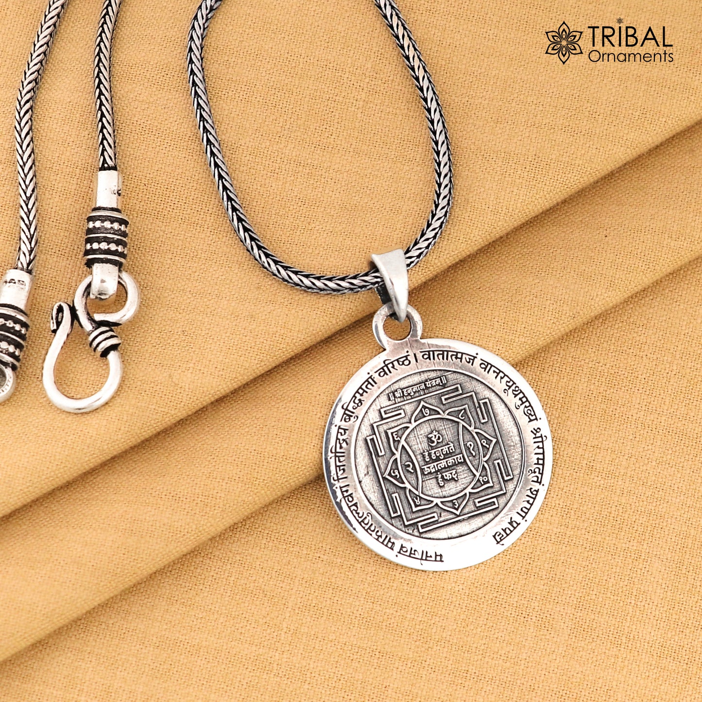 925 Sterling silver shree hanuman yantra pendant ethnic jewelry nsp1078 - TRIBAL ORNAMENTS