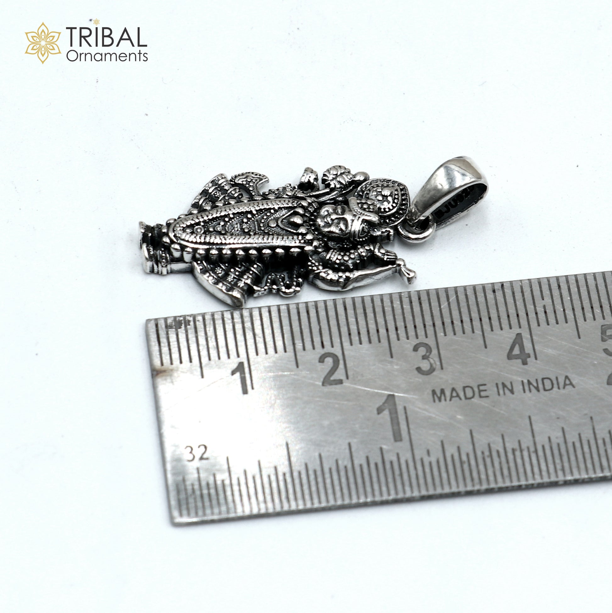 925 sterling silver Shree nath ji ( krishna ) Pendant with chain tribal jewellery nsp1049 - TRIBAL ORNAMENTS