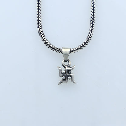 925 Sterling silver Swashtik pendant by Tribal Ornaments, featuring intricate tribal design and religious symbol on a sleek chain