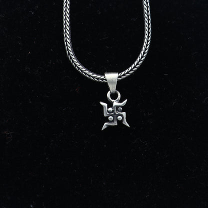 925 Sterling silver Swashtik pendant by TRIBAL ORNAMENTS featuring intricate tribal design and traditional symbol charm.