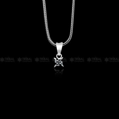 925 Sterling silver Swashtik pendant by TRIBAL ORNAMENTS, featuring traditional tribal design and intricate craftsmanship.