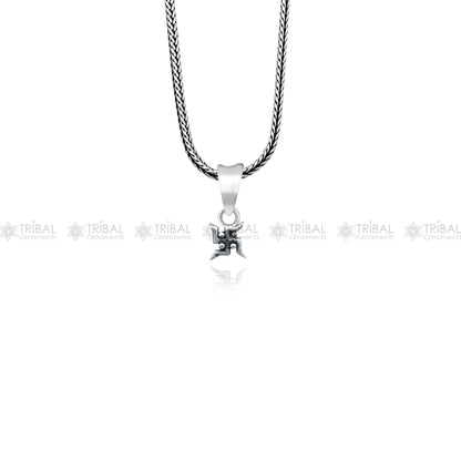 925 Sterling silver Swashtik pendant by TRIBAL ORNAMENTS featuring intricate tribal design and traditional symbols.