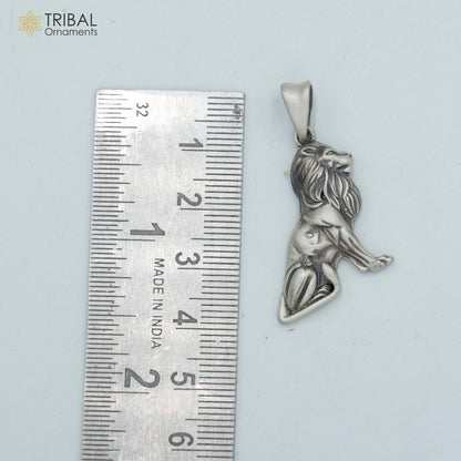 925 sterling silver The Lion King pendant with chain, tribal jewelry featuring intricate lion design and detailed craftsmanship.