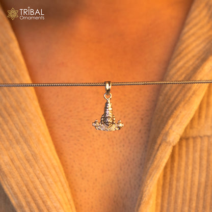 Sterling silver Tirupati Balaji pendant featuring vintage-style Hindu idol, spiritual jewelry for men and women by Tribal Ornaments