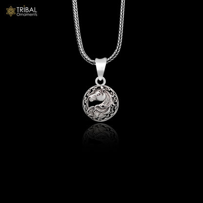 925 sterling silver unicorn wing Pegasus pendant featuring detailed horse and animal jewelry design, crafted by TRIBAL ORNAMENTS