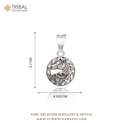 925 sterling silver unicorn wing horse pendant featuring a Pegasus design, tribal ornaments animal jewelry, on a necklace.
