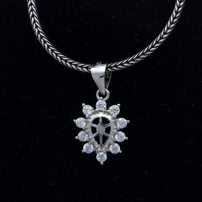 925 Sterling silver diamond pendant with a unique tribal design, featuring intricate craftsmanship by TRIBAL ORNAMENTS.