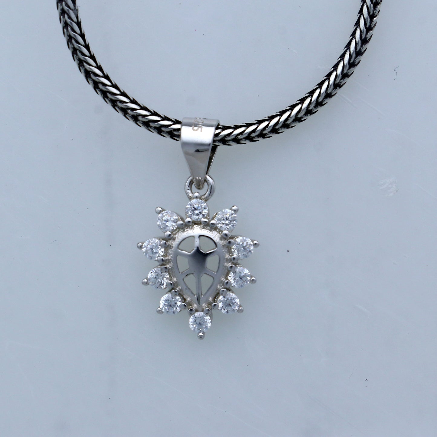 925 Sterling silver diamond pendant with unique tribal design, crafted by TRIBAL ORNAMENTS.