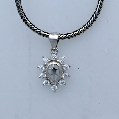 925 Sterling silver diamond pendant with unique tribal design, crafted by TRIBAL ORNAMENTS.