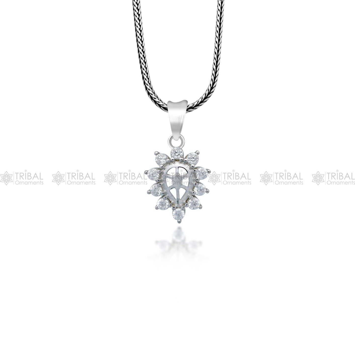 925 Sterling silver diamond pendant with a unique tribal-inspired design, crafted by TRIBAL ORNAMENTS.