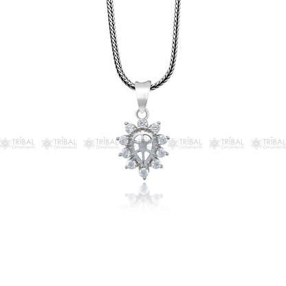 925 Sterling silver diamond pendant with a unique tribal-inspired design, crafted by TRIBAL ORNAMENTS.