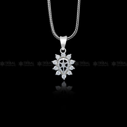 925 Sterling silver diamond pendant with unique tribal design, crafted by TRIBAL ORNAMENTS.