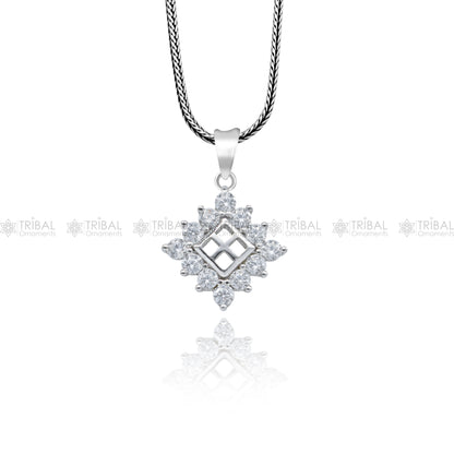 925 Sterling silver diamond pendant with a unique tribal-inspired design, crafted by TRIBAL ORNAMENTS.