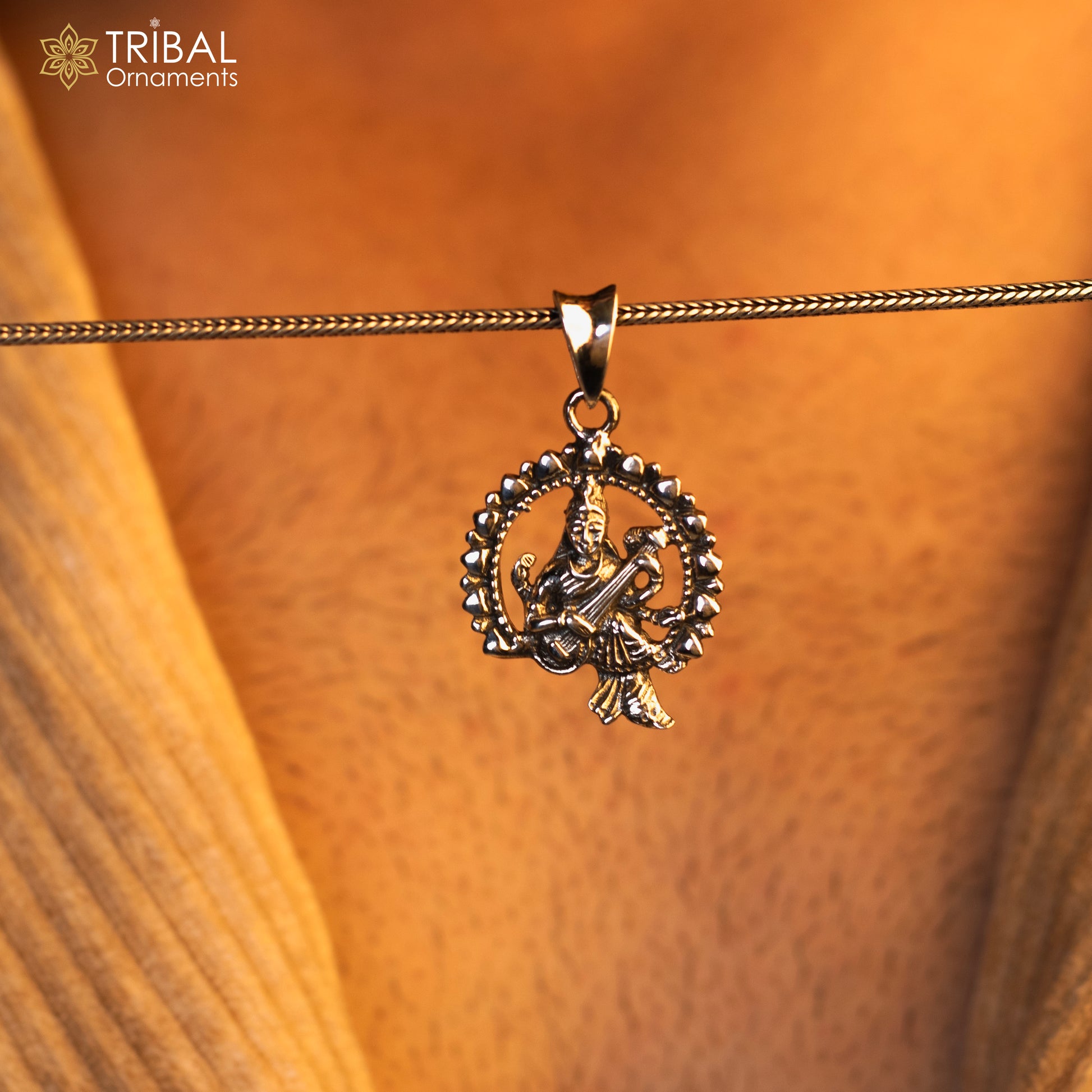 925 sterling silver unique design Goddess Saraswati/Sharda mataji pendant, goddess pendant personalized jewelry tribal jewelry nsp447 - TRIBAL ORNAMENTS