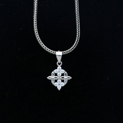 925 Sterling silver unique diamond pendant with tribal-inspired design, crafted by TRIBAL ORNAMENTS.