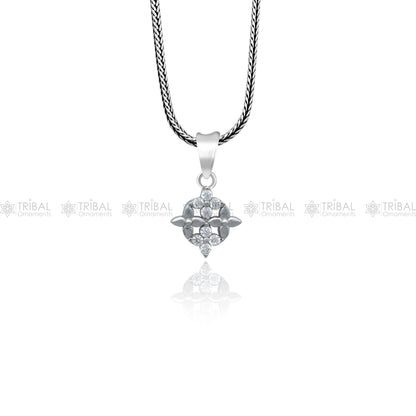 925 Sterling silver unique diamond pendant from TRIBAL ORNAMENTS featuring intricate tribal design and sparkling diamonds.