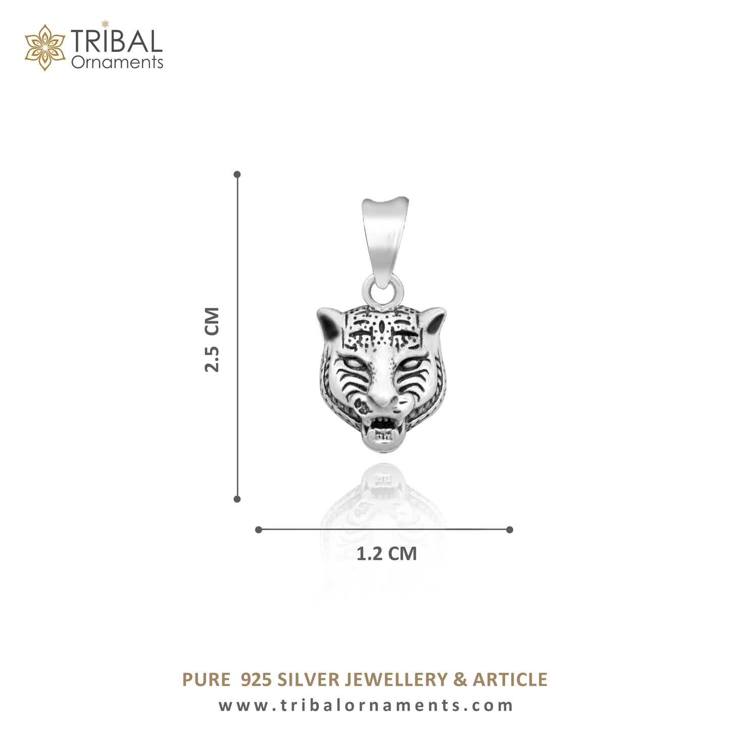 925 sterling silver lion face pendant from TRIBAL ORNAMENTS featuring detailed animal jewelry design for necklaces.