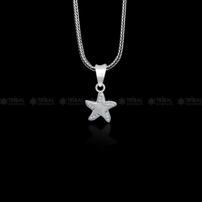 925 Sterling silver star design pendant by TRIBAL ORNAMENTS featuring a unique tribal-inspired pattern and craftsmanship.