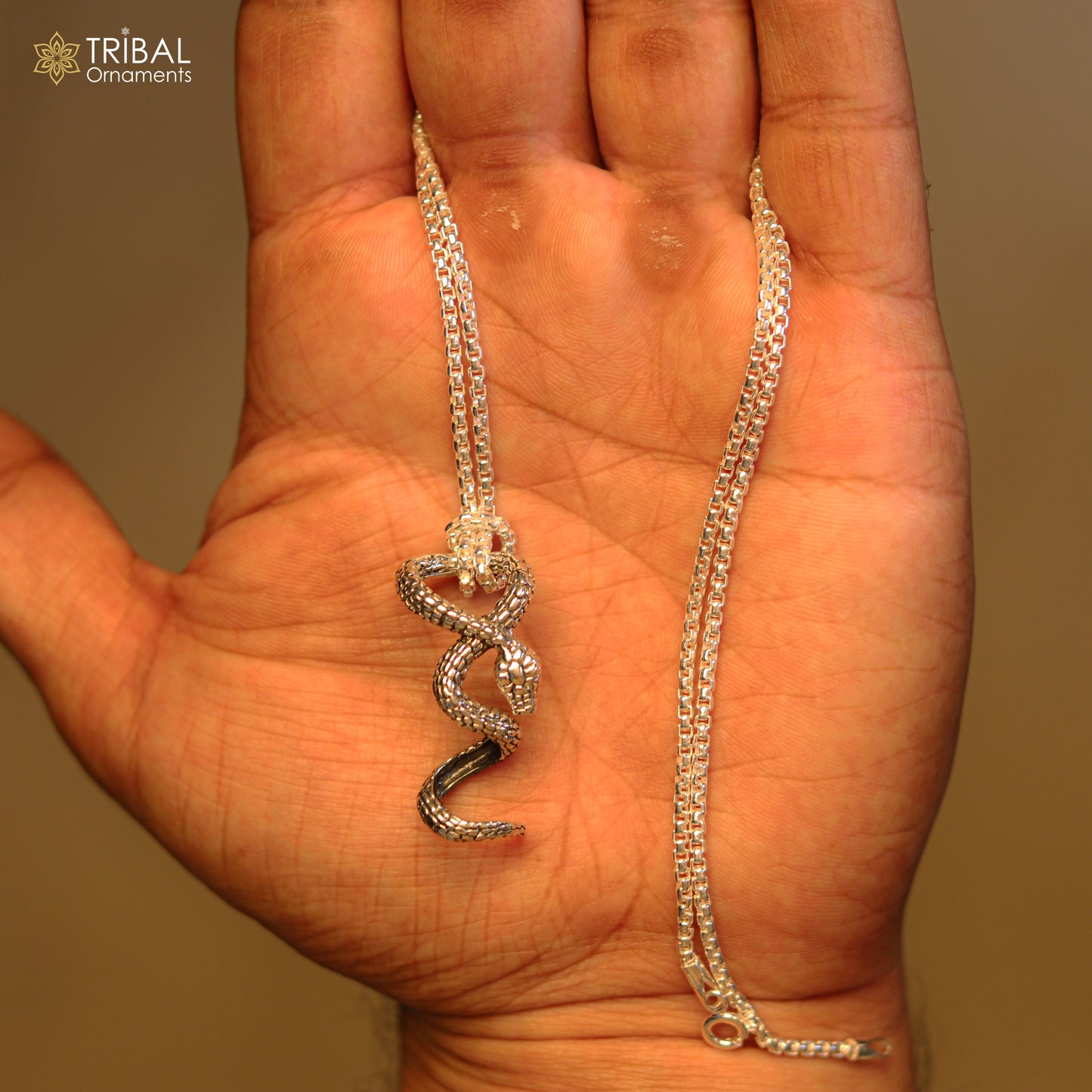 LINSION 925 Sterling Silver Snake Pendant - Vintage Punk Rock Biker Charm, No Stone, 40mm, Handmade (Chain Not Included)