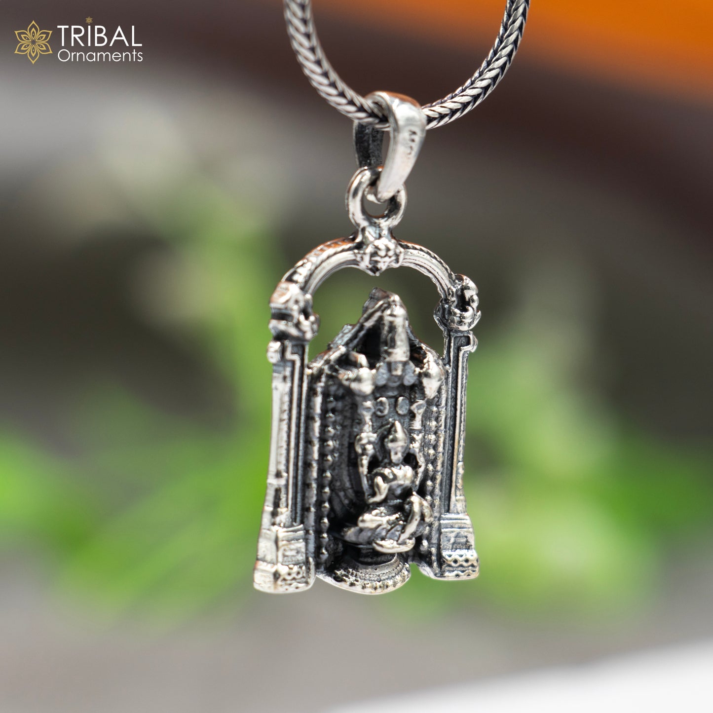 925 sterling silver handmade Venkateshwara Silver Pendant with chain tribal jewellery nsp1043 - TRIBAL ORNAMENTS