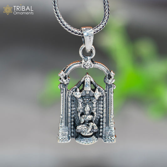 925 sterling silver handmade Venkateshwara Silver Pendant with chain tribal jewellery nsp1043 - TRIBAL ORNAMENTS