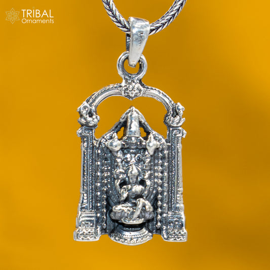 925 sterling silver handmade Venkateshwara Silver Pendant with chain tribal jewellery nsp1043 - TRIBAL ORNAMENTS