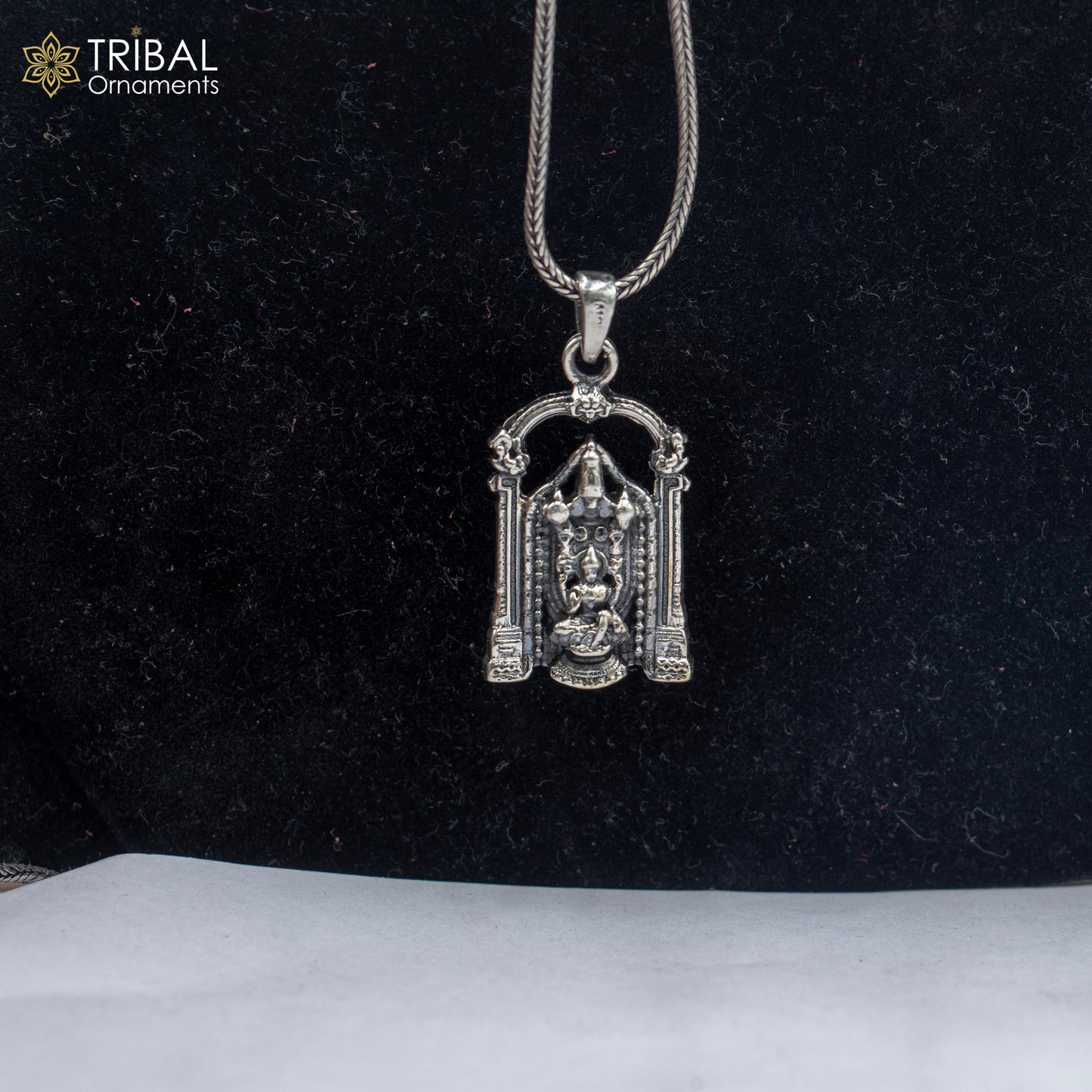 925 sterling silver handmade Venkateshwara Silver Pendant with chain tribal jewellery nsp1043 - TRIBAL ORNAMENTS