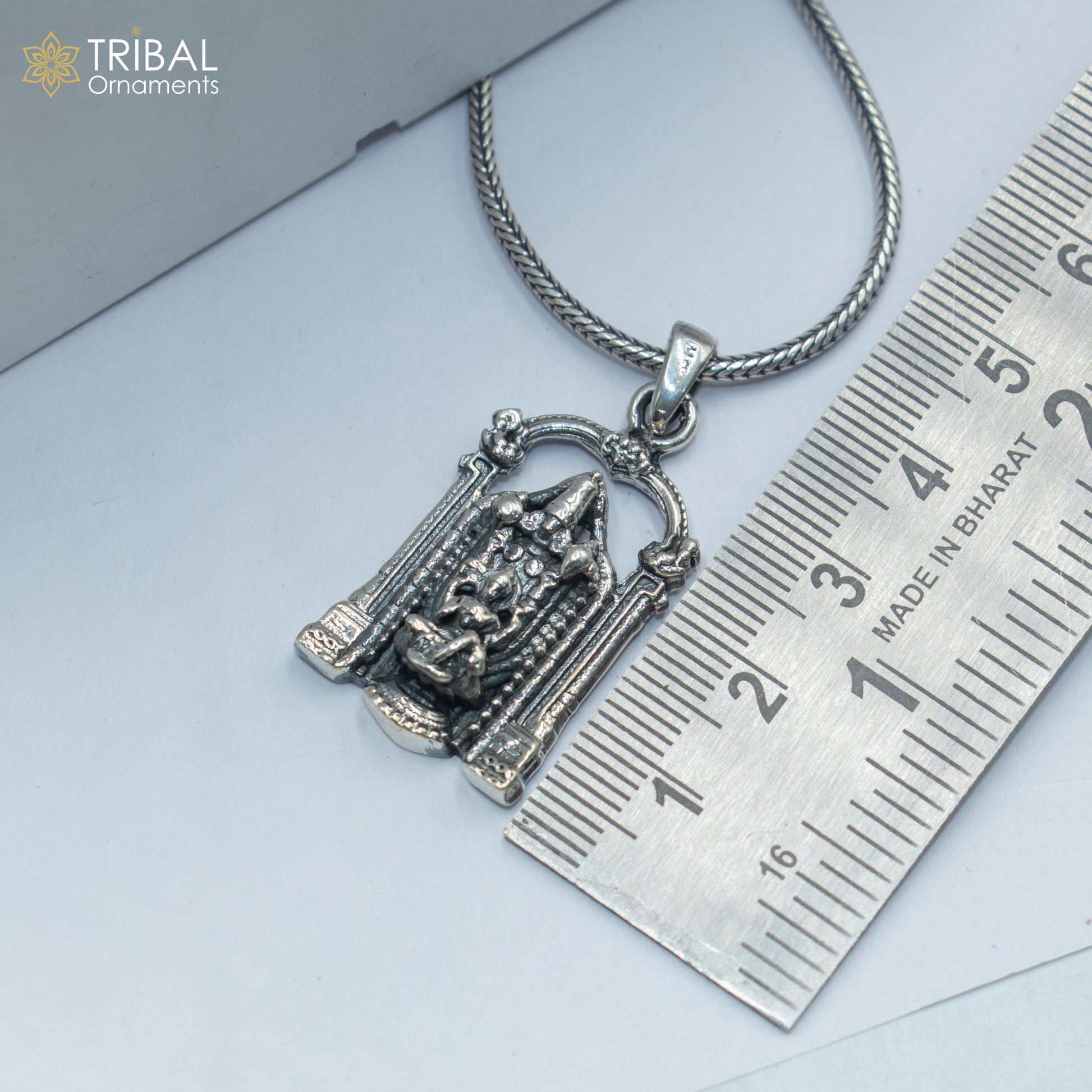 925 sterling silver handmade Venkateshwara Silver Pendant with chain tribal jewellery nsp1043 - TRIBAL ORNAMENTS