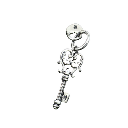 Vintage-style 925 sterling silver key and lock pendant by Tribal Ornaments, featuring intricate handmade design for boys and girls.