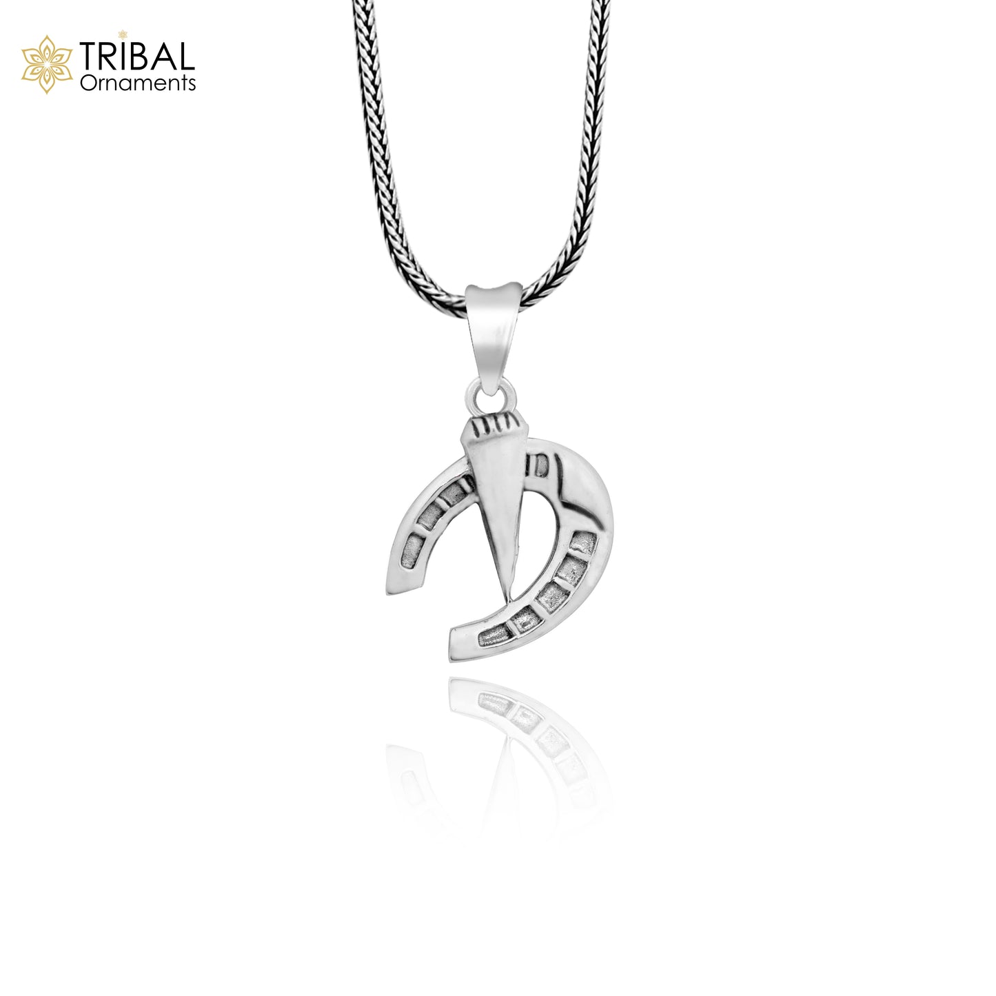 925 sterling silver horseshoe pendant by Tribal Ornaments, handmade charm for boys and girls, small and high-quality silver jewelry.