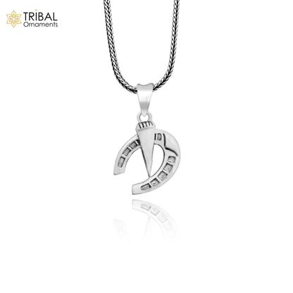 925 sterling silver horseshoe pendant by Tribal Ornaments, handmade charm for boys and girls, small and high-quality silver jewelry.