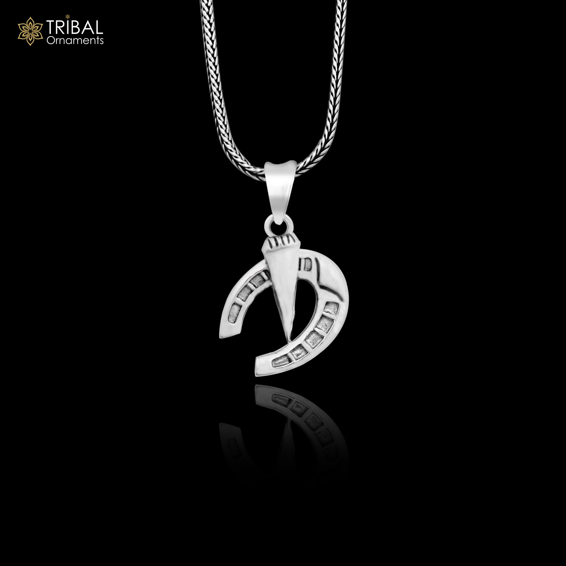 Sterling silver horseshoe charm pendant by Tribal Ornaments, handmade, small size, suitable for boys and girls.