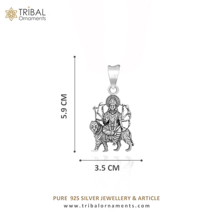 925 silver Goddess Bhawani Durga Mataji pendant, tribal unisex jewelry, detailed divine goddess locket, handcrafted tribal ornament