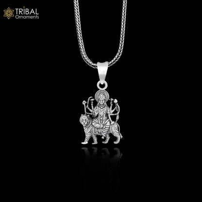 925 sterling silver Goddess Bhawani Durga Mataji pendant, tribal unisex jewelry, divine religious locket from TRIBAL ORNAMENTS