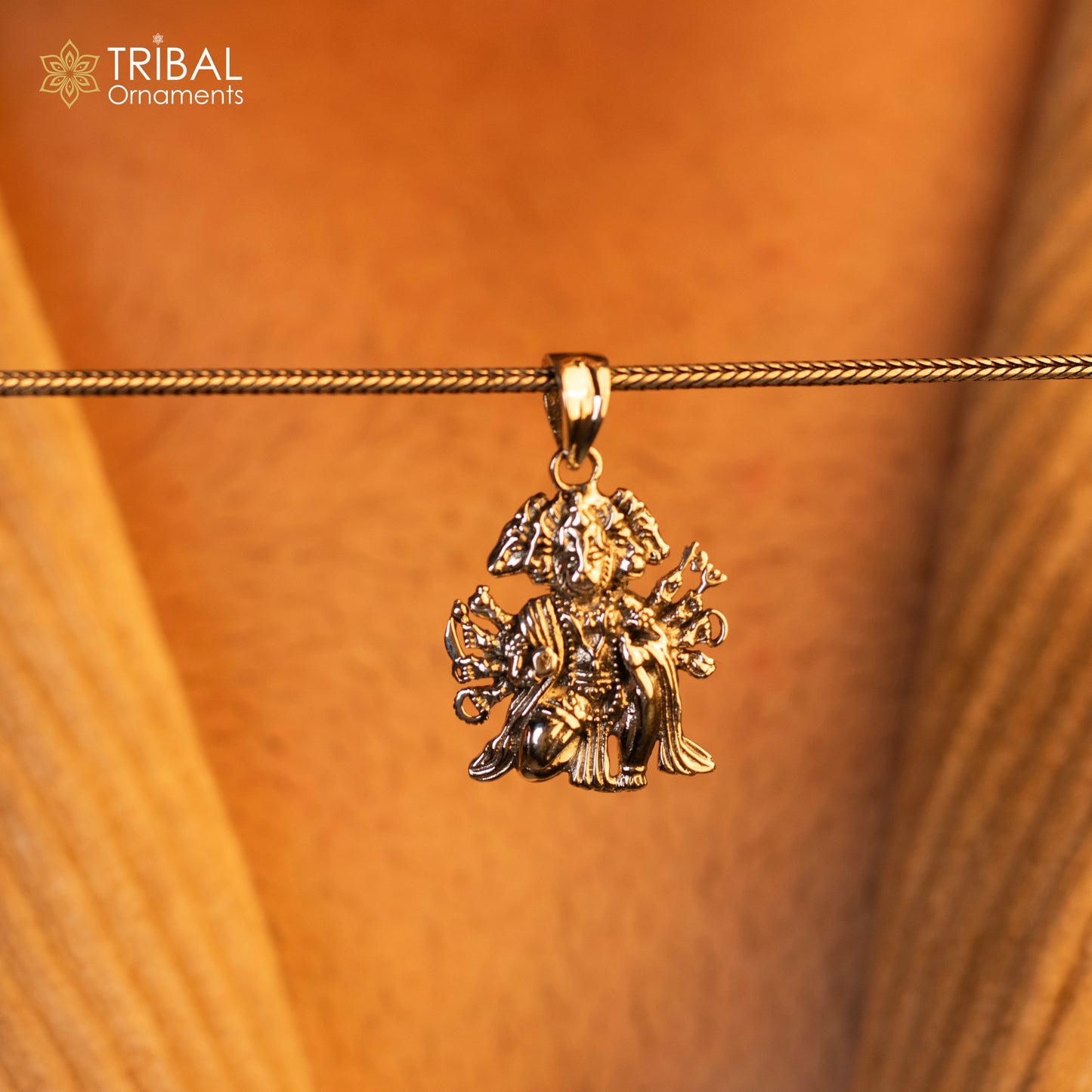 925 Sterling Silver Lord Panchmukhi Hanuman pendant, handmade Hindu divine jewelry, unisex designer gift from Tribal Ornaments