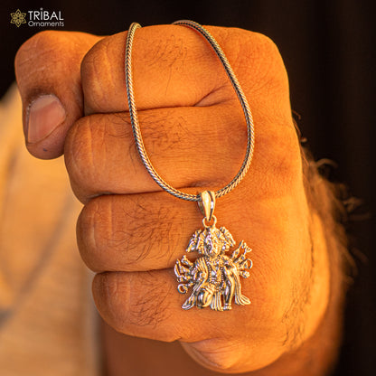 925 sterling silver Lord Panchmukhi Hanuman pendant, handmade unisex Hindu jewelry, intricate divine design by TRIBAL ORNAMENTS