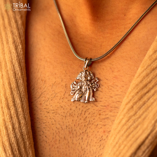 Divine 925 sterling silver handmade Hindu god Lord Panchmukhi Hanuman pendant amazing designer trendy  pendant unisex gifting jewelry Nsp621 - TRIBAL ORNAMENTS