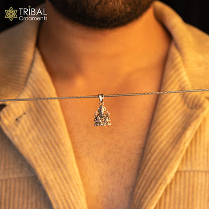 Handmade 925 sterling silver Lord Ganesha blessing pendant from Tribal Ornaments, featuring intricate divine design for unisex jewelry.