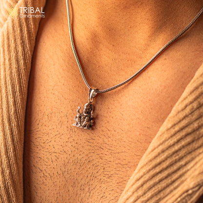 Sterling silver Lord Ganesha blessing pendant by TRIBAL ORNAMENTS, featuring intricate handmade Indian divine jewelry design.