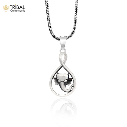 925 sterling silver Lord Ganesha pendant from TRIBAL ORNAMENTS, stylish unisex jewelry with intricate divine design.
