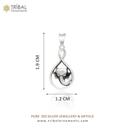Sterling silver Lord Ganesha pendant by TRIBAL ORNAMENTS, stylish unisex jewelry with intricate handcrafted design.