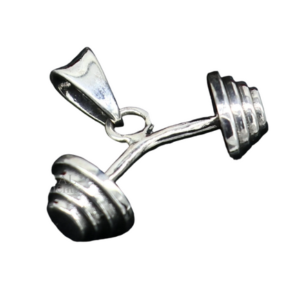 Unisex 925 sterling silver dumbbell pendant with tribal design, stylish jewelry from India, exclusive barbell style by TRIBAL ORNAMENTS.